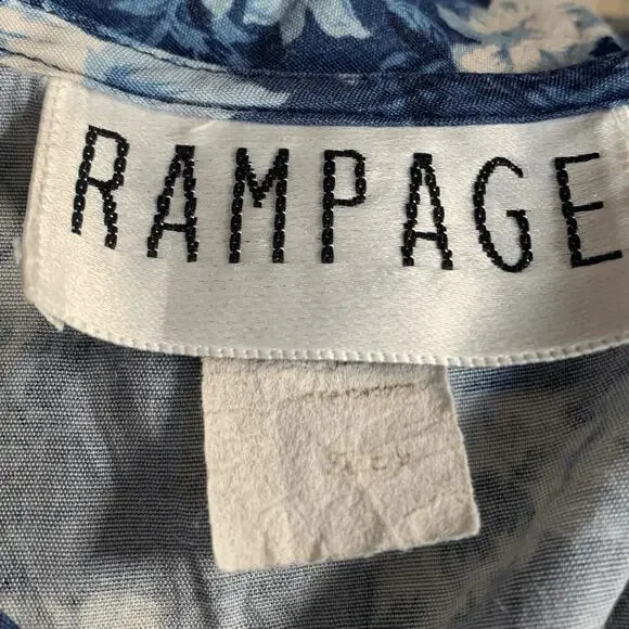 Vintage 90s Blue Floral Midi Dress Sleeveless Rayon A Line Medium Romantic - Picture 8 of 14